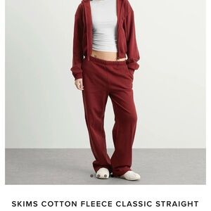 SKIMS Cotton Fleece Set in Deep Burgundy